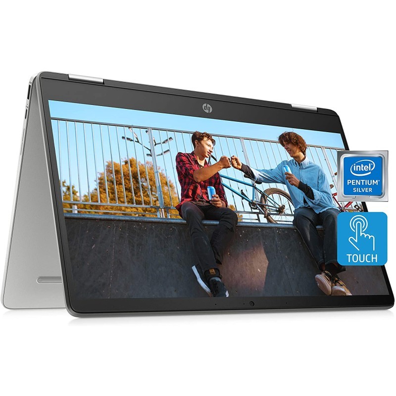 HP Chromebook x360 14a 2 合 1 笔记本电脑,Intel Pentium Silver N5000 处理器,4 GB RAM,64 GB eMMC,14 英寸高清显示屏,Chrome OS,带网络摄像头和双麦克风