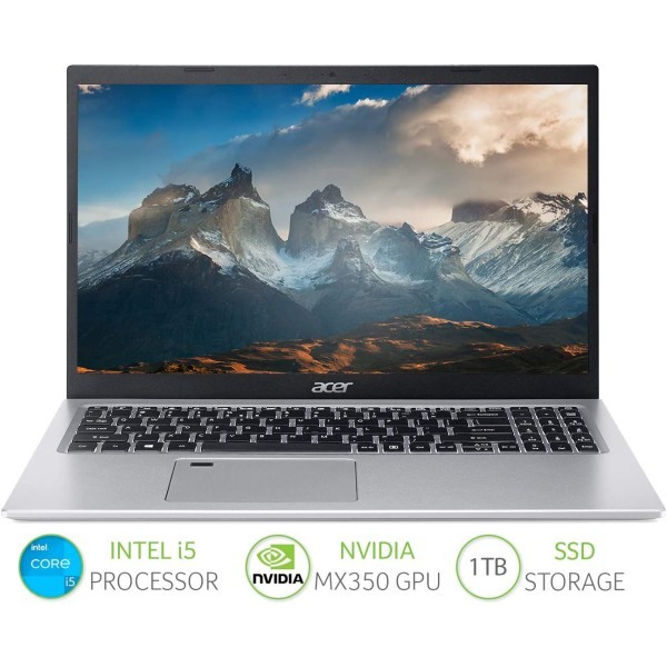 Acer 宏碁 Aspire5 A515-56G 15.6英寸笔记本电脑 - (英特尔酷睿i5-1135G7,8GB内存,1TB SSD,NVIDIA MX350,全高清显示屏,Windows 10银色)